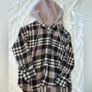 American eagle button down with Sherpa inside hoodie